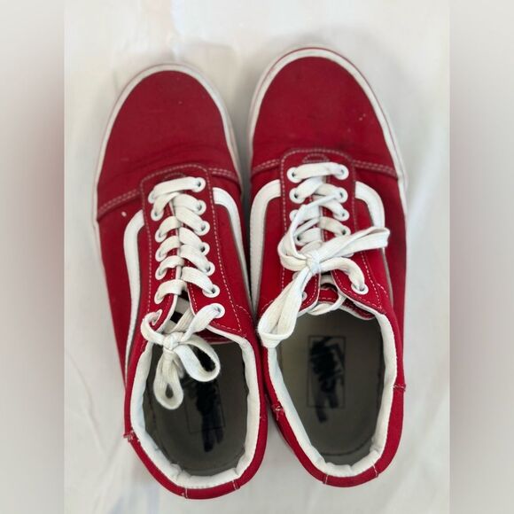 Vans Red White Men’s Size 9 Skate Shoes Old Skool Canvas Low - Picture 6 of 11
